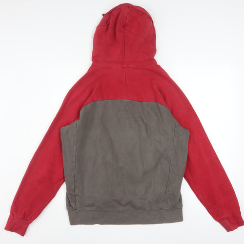 Nike Men's Red Grey 1/2 Zip Hoodie Medium Cotton Blend Athletic Dept