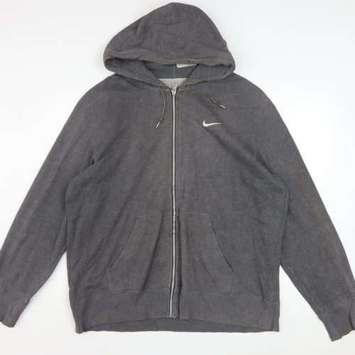 Nike Men's Grey Full Zip Hoodie XL Cotton Blend Sportswear