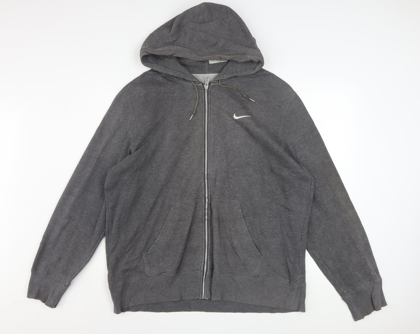 Nike Men's Grey Full Zip Hoodie XL Cotton Blend Sportswear