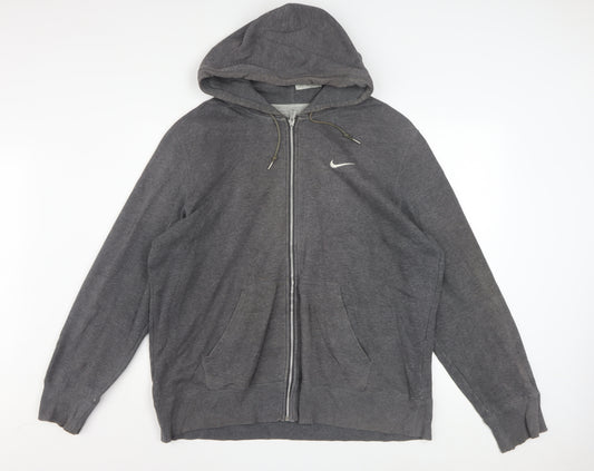 Nike Men's Grey Full Zip Hoodie XL Cotton Blend Sportswear
