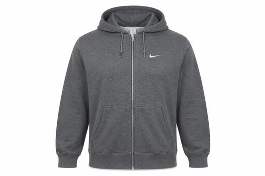 Front view of Nike Men's Grey Full Zip Hoodie XL Cotton Blend Sportswear