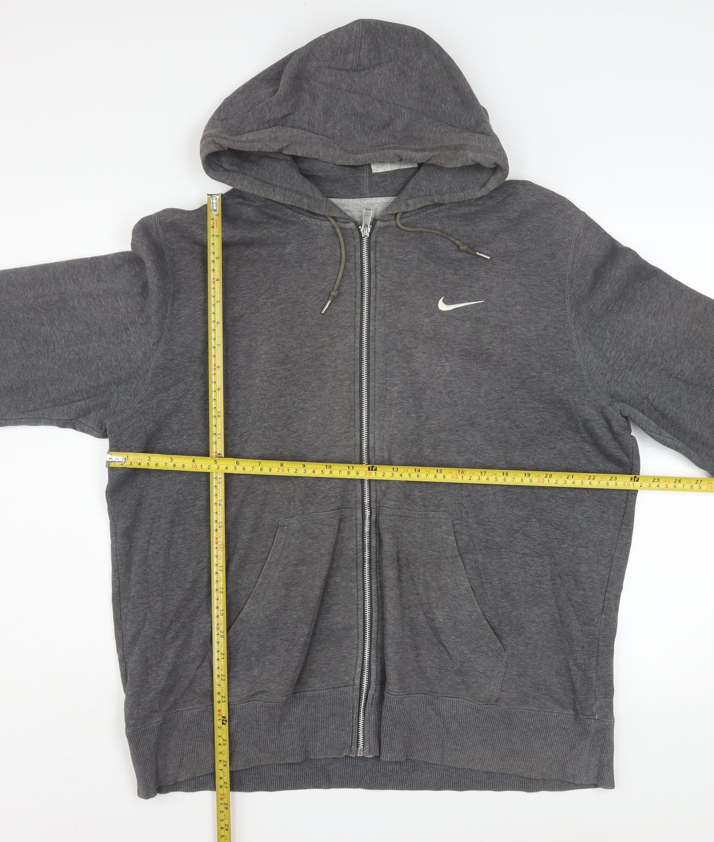 Nike Men's Grey Full Zip Hoodie XL Cotton Blend Sportswear