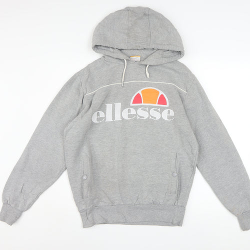 Ellesse Men's Grey Pullover Hoodie M Regular Fit Logo Fleece