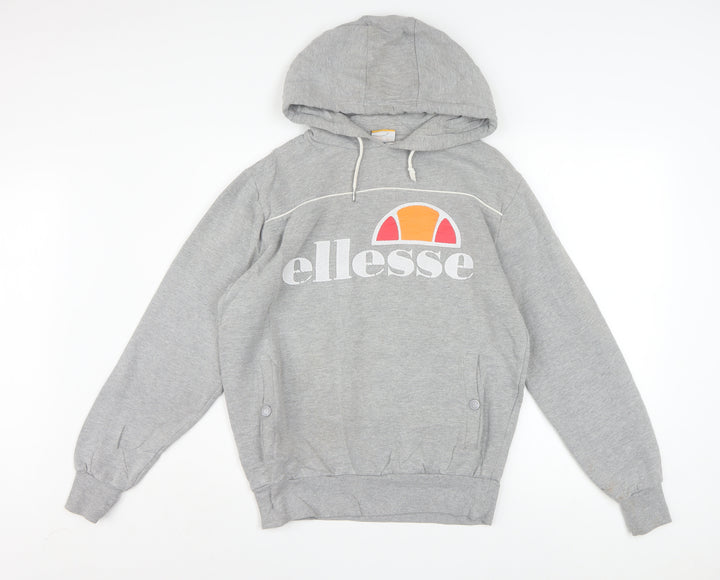 Ellesse Men's Grey Pullover Hoodie M Regular Fit Logo Fleece