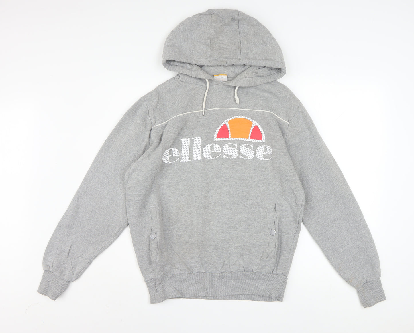 Ellesse Men's Grey Pullover Hoodie M Regular Fit Logo Fleece