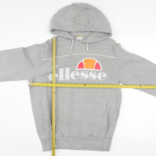Ellesse Men's Grey Pullover Hoodie M Regular Fit Logo Fleece