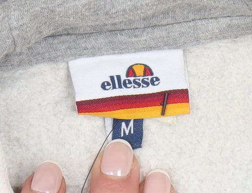 Ellesse Men's Grey Pullover Hoodie M Regular Fit Logo Fleece