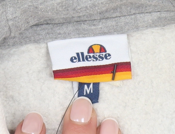Ellesse Men's Grey Pullover Hoodie M Regular Fit Logo Fleece