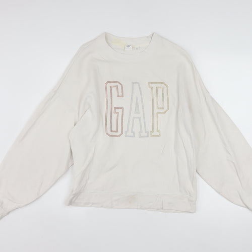 GAP Women Beige Crew Neck Pullover Sweatshirt XS Relaxed Fit