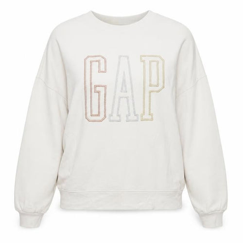 Gap Women Beige Crew Neck Pullover Sweatshirt XS Relaxed Fit