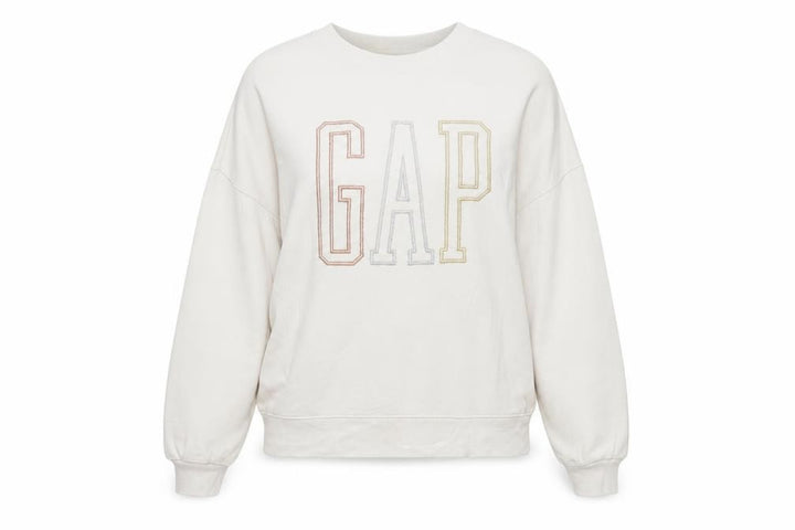 Gap Women Beige Crew Neck Pullover Sweatshirt XS Relaxed Fit