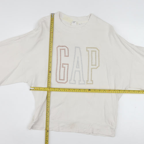 GAP Women Beige Crew Neck Pullover Sweatshirt XS Relaxed Fit