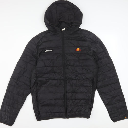 Ellesse Mens Black XL Puffer Jacket Hooded Quilted Lombardy Coat