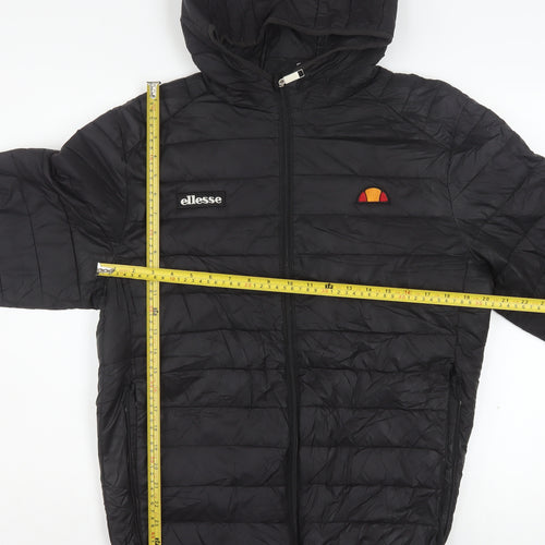 Ellesse Mens Black XL Puffer Jacket Hooded Quilted Lombardy Coat