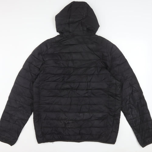 Ellesse Mens Black XL Puffer Jacket Hooded Quilted Lombardy Coat