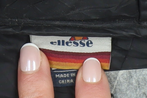 Ellesse Mens Black XL Puffer Jacket Hooded Quilted Lombardy Coat