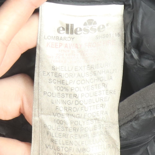 Ellesse Mens Black XL Puffer Jacket Hooded Quilted Lombardy Coat