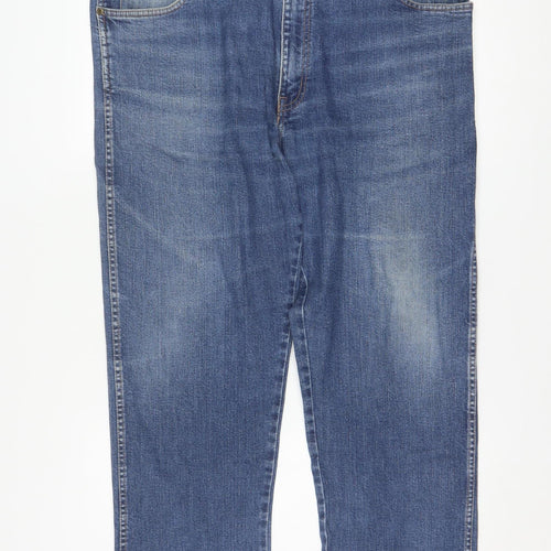 Wrangler Mens Blue Straight Leg Regular Fit Denim Jeans W40 L32