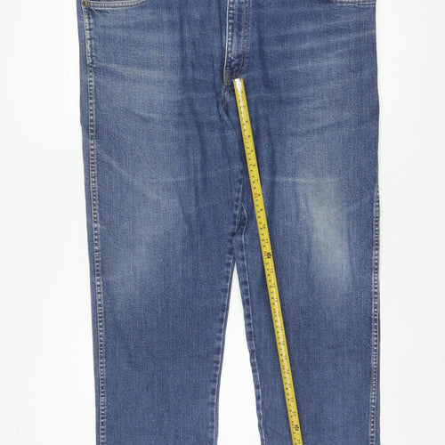 Wrangler Mens Blue Straight Leg Regular Fit Denim Jeans W40 L32