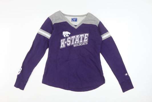 Champion Women's Purple K-State Wildcats Long Sleeve Pullover Sweatshirt Size M