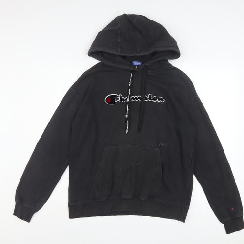 Champion Men's Black Pullover Hoodie Small Logo Fleece Sweatshirt