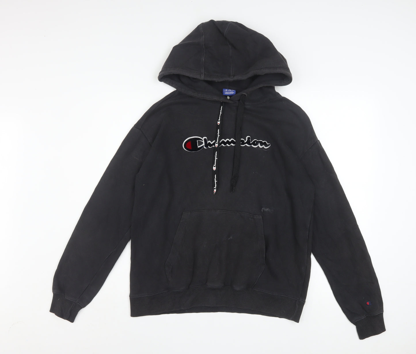 Champion Men's Black Pullover Hoodie Small Logo Fleece Sweatshirt