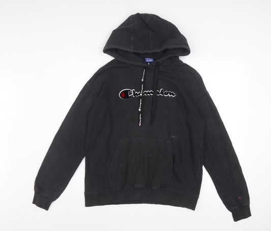 Champion Men's Black Pullover Hoodie Small Logo Fleece Sweatshirt