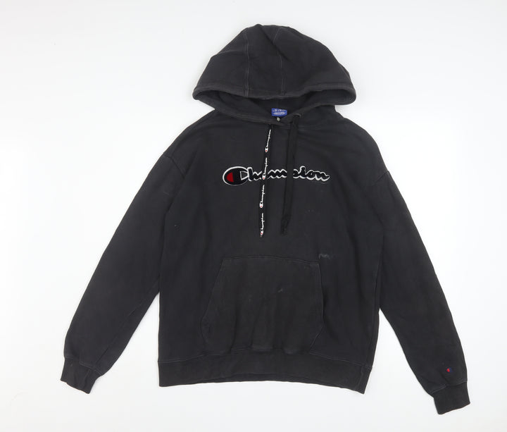 Champion Men's Black Pullover Hoodie Small Logo Fleece Sweatshirt