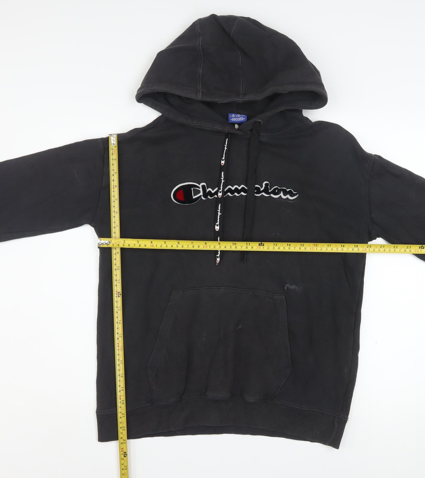 Champion Men's Black Pullover Hoodie Small Logo Fleece Sweatshirt
