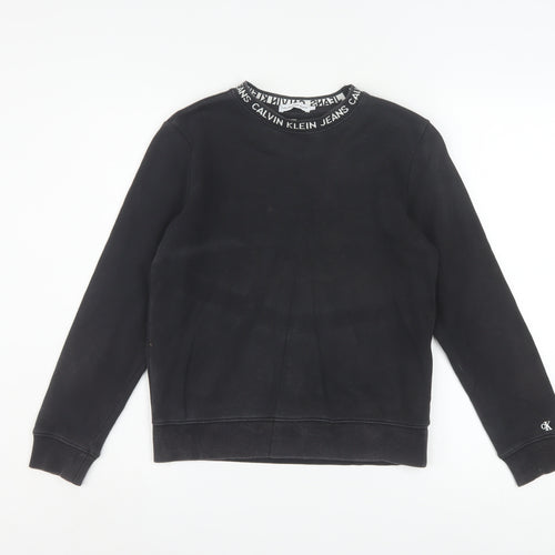Calvin Klein Jeans Women's Black Cotton Crew Neck Sweatshirt Size 12