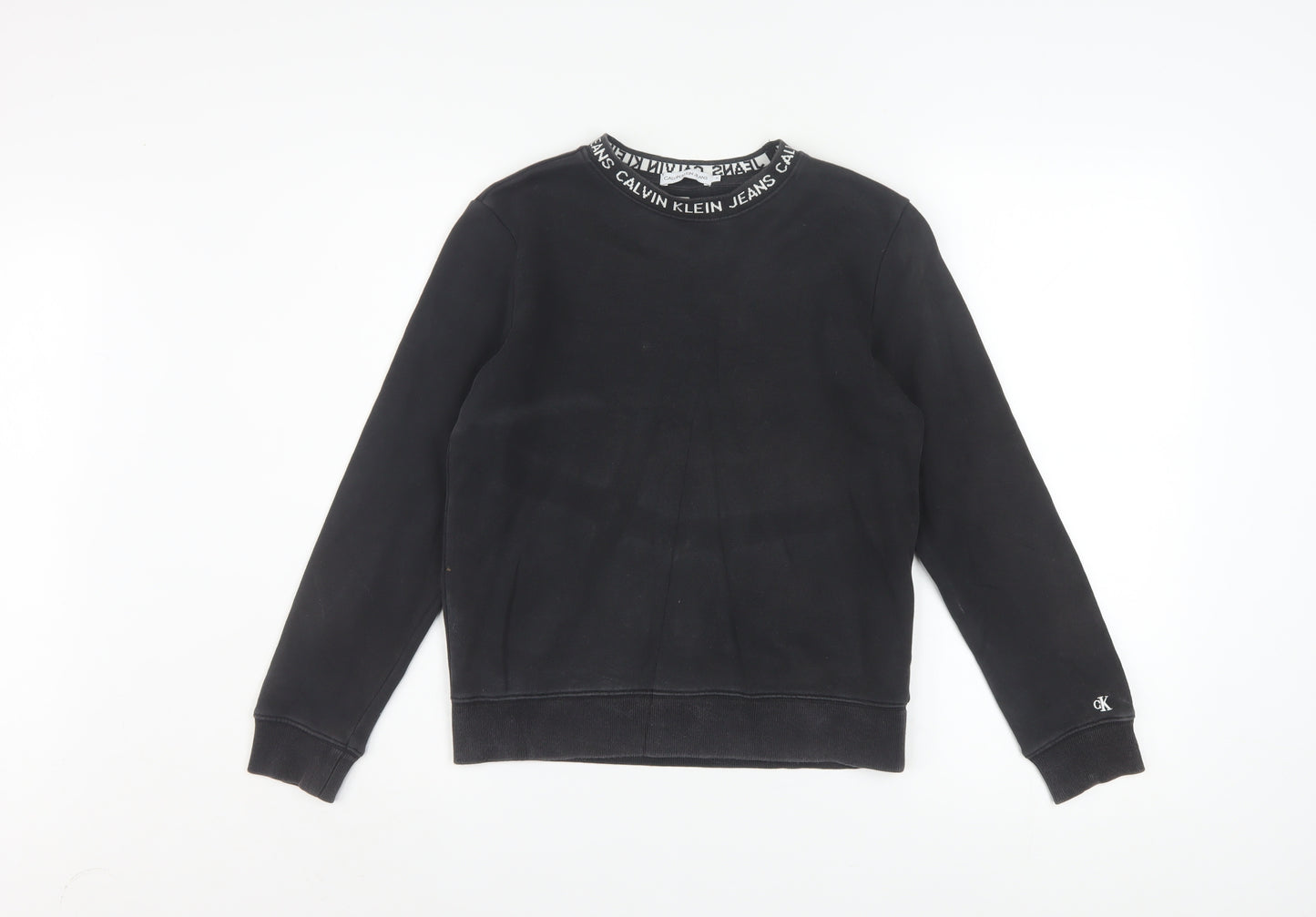 Calvin Klein Jeans Women's Black Cotton Crew Neck Sweatshirt Size 12