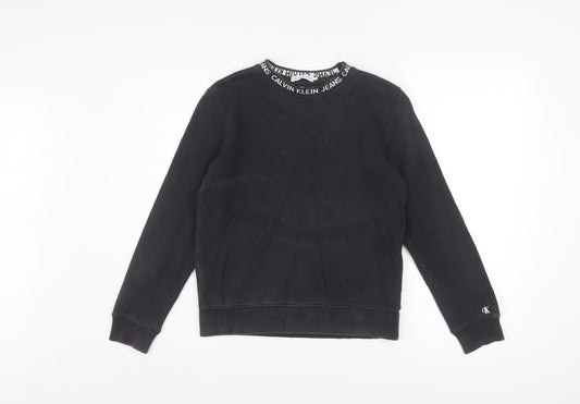Calvin Klein Jeans Women's Black Cotton Crew Neck Sweatshirt Size 12