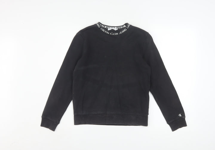Calvin Klein Jeans Women's Black Cotton Crew Neck Sweatshirt Size 12