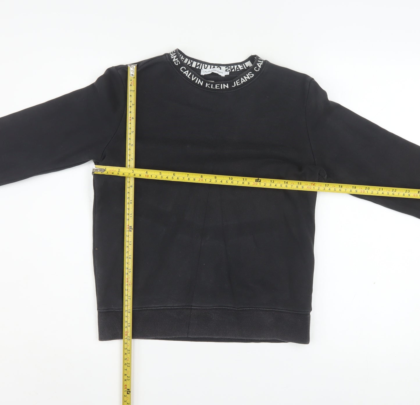 Calvin Klein Jeans Women's Black Cotton Crew Neck Sweatshirt Size 12
