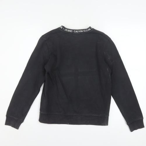 Calvin Klein Jeans Women's Black Cotton Crew Neck Sweatshirt Size 12