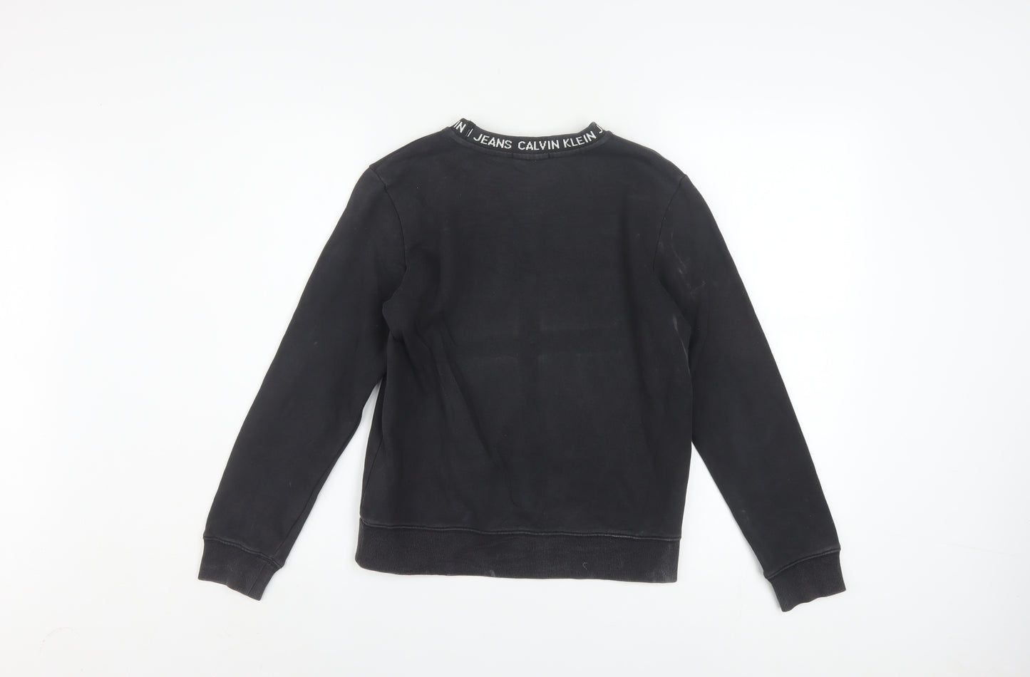 Calvin Klein Jeans Women's Black Cotton Crew Neck Sweatshirt Size 12