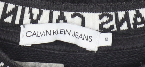 Calvin Klein Jeans Women's Black Cotton Crew Neck Sweatshirt Size 12