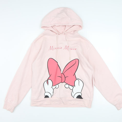 Disney Women Pink Minnie Mouse Pullover Hoodie Size 10/12