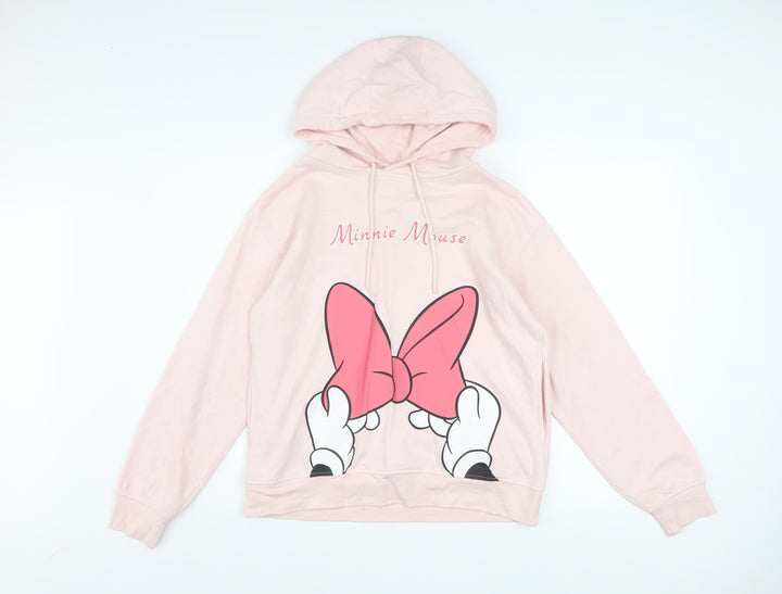Disney Women Pink Minnie Mouse Pullover Hoodie Size 10/12