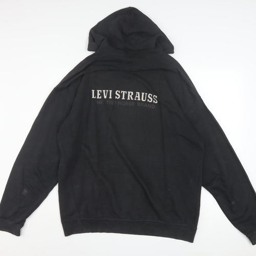 Levi's Men's Black Pullover Hoodie L Logo Fleece Sweatshirt