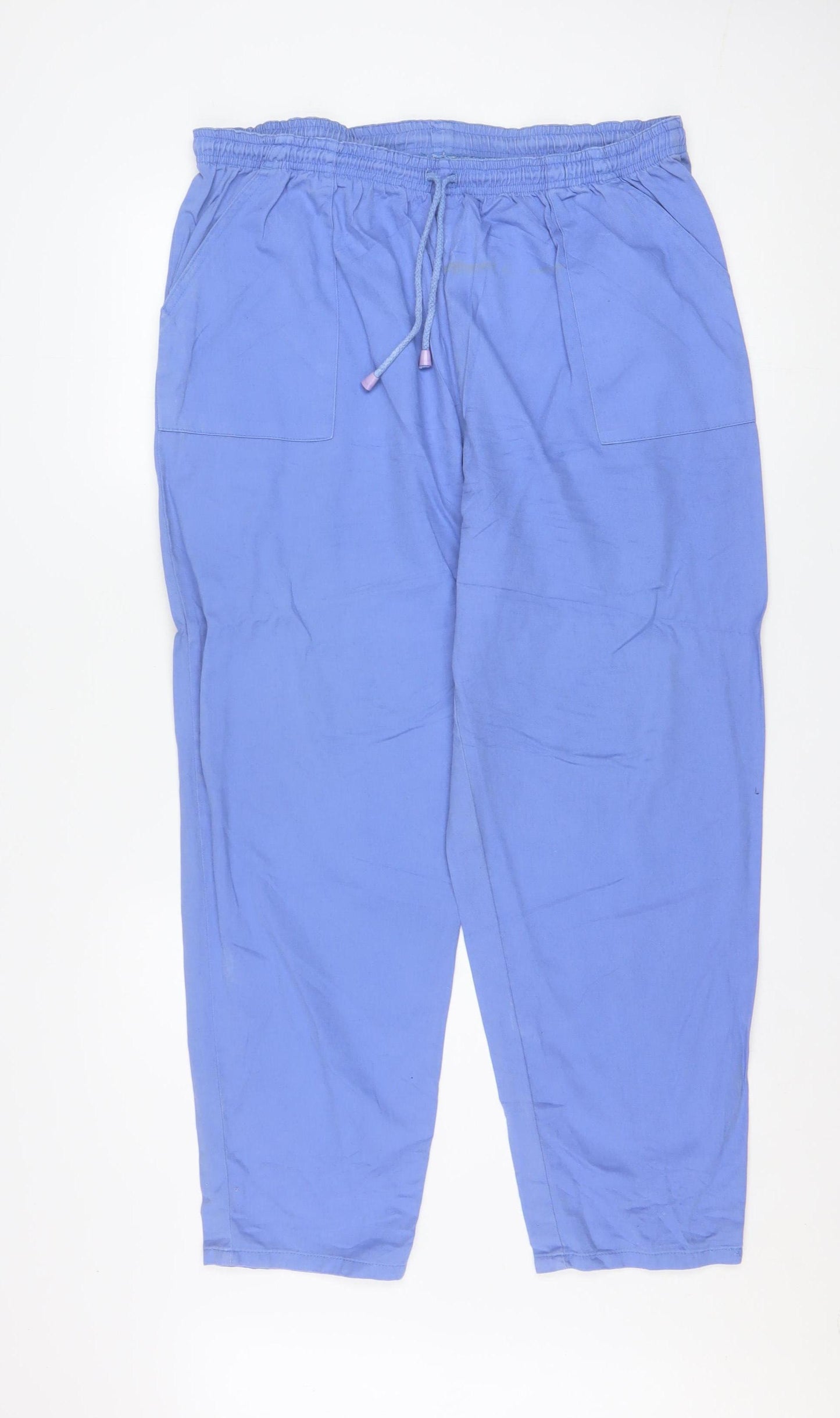 CASUALS Women's Blue Cotton Jogger Trousers Size 18 Relaxed Fit