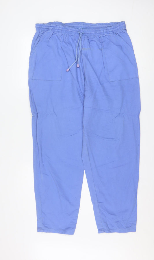 CASUALS Women's Blue Cotton Jogger Trousers Size 18 Relaxed Fit