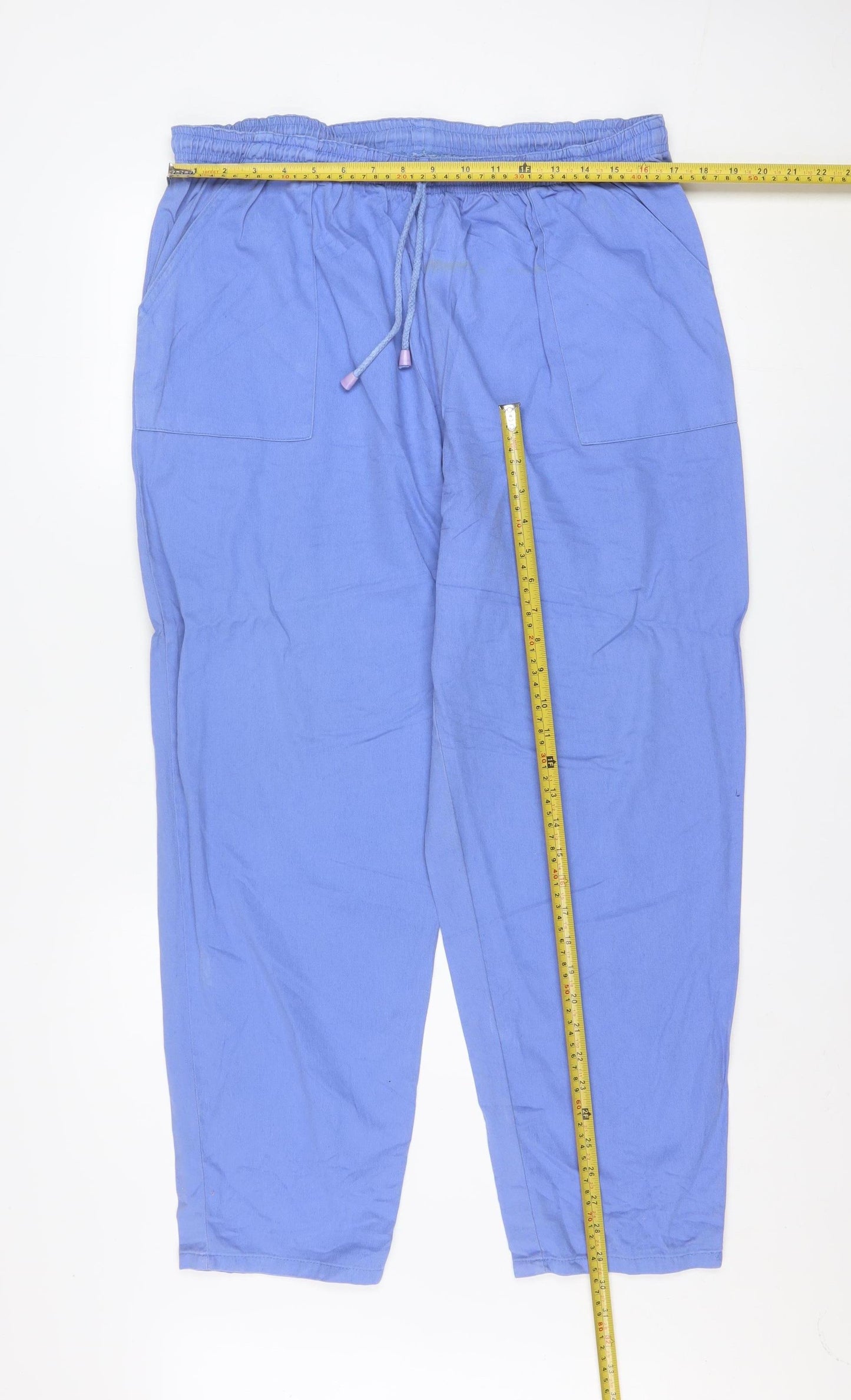 CASUALS Women's Blue Cotton Jogger Trousers Size 18 Relaxed Fit