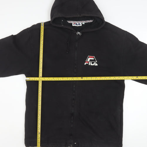 FILA Men's Black Full Zip Hoodie Size M Logo Fleece Sweatshirt