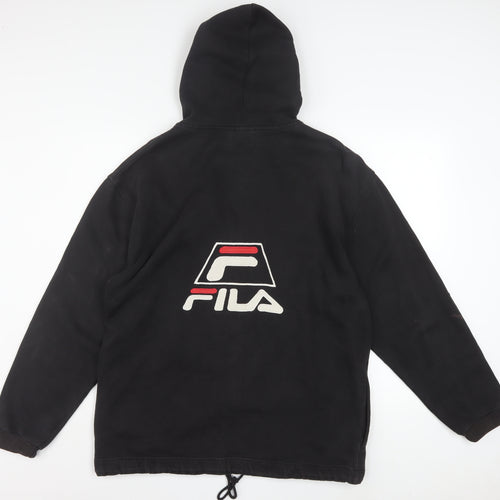 FILA Men's Black Full Zip Hoodie Size M Logo Fleece Sweatshirt
