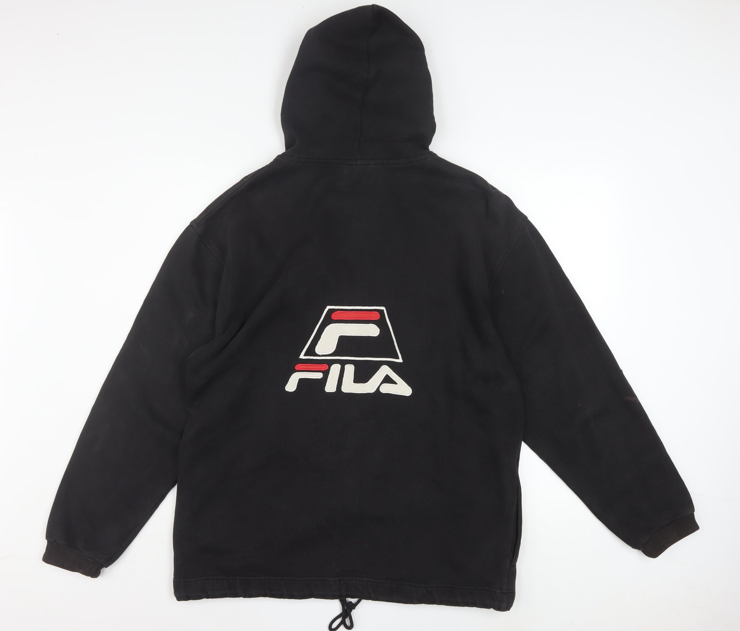 FILA Men's Black Full Zip Hoodie Size M Logo Fleece Sweatshirt