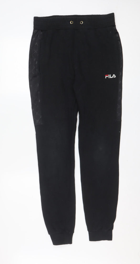 Fila Men's Black Jogger Sweatpants Small Cotton Blend Regular Fit