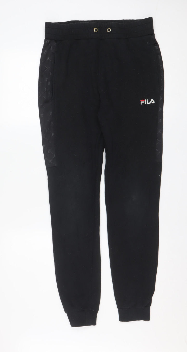 Fila Men's Black Jogger Sweatpants Small Cotton Blend Regular Fit