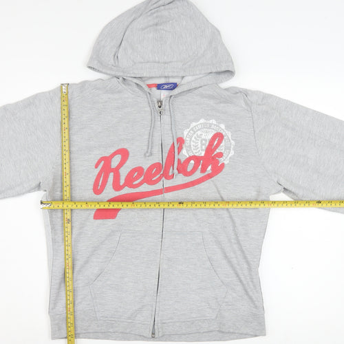 Reebok Women's Grey Full Zip Hoodie Size 18 Logo Print Sportswear
