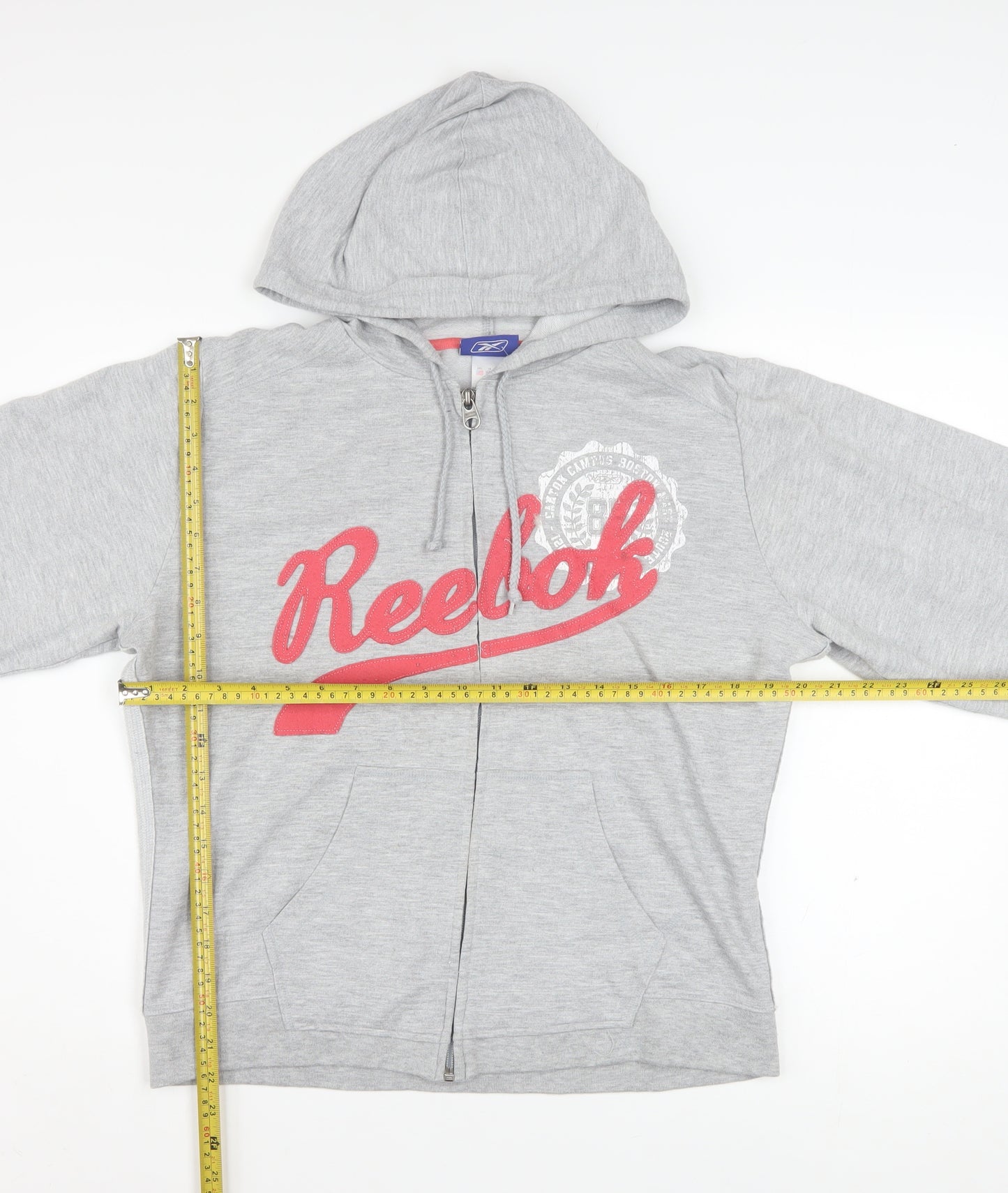 Reebok Women's Grey Full Zip Hoodie Size 18 Logo Print Sportswear